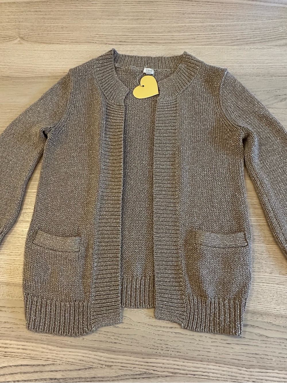 J. Crew women’s gold' Metallic Tan Open-Front Cardigan